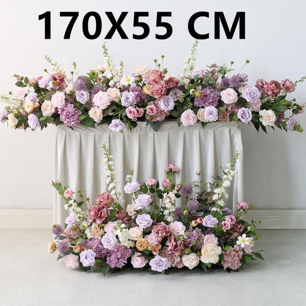 Flores decorativas Rosa alargada Arreglo floral artificial Escena de boda Decoración Fondo Colgante de pared Cortinas Mesa Bola