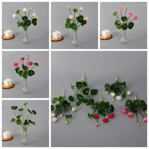 Fleurs décoratives Fleurs artificielles de lotus artificiels faux plastique belle mini-simulation à la main de la soie à la main du bureau