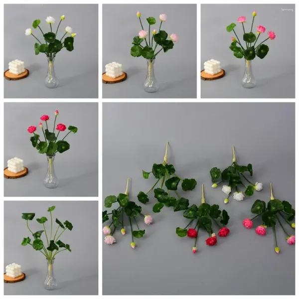Fleurs décoratives Fleurs artificielles de lotus artificiels faux plastique belle mini-simulation à la main de la soie à la main du bureau