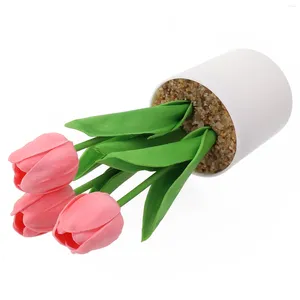 Fleurs décoratives réalisatrices artificielles tulipes en pot fausses arbre arbre superbes couleurs idéales pour le bureau à domicile et les améliorations extérieures