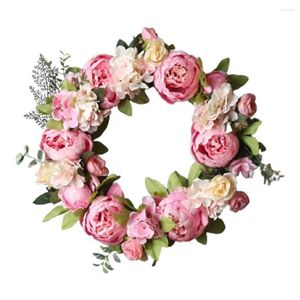 Fleurs décoratives à vie grande fleur de soie Créative Pographie accessoires suspendus ornement simulé pivoine Garland Wedding Wreath