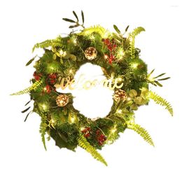 Fleurs décoratives feuilles lumineuses ornement guirlande pendentif couronne de Noël artificielle couronnes porte d'entrée 2 m aiguilles de pin décorations de noël pour