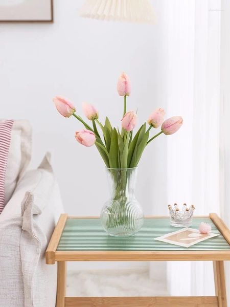 Fleurs décoratives légères tulipes de luxe, fausses fleurs artificielles, Bouquet de fleurs, entrée, meuble TV, ornements de maison, 7 pièces