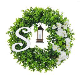Dekorative Blumen beleuchteter Haustürkranz in Kunstgrün für Kamine, Bauernhaus-Hochzeit