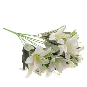 Bouquet de fleurs décoratives de lys, décoration de maison, toucher ornemental réaliste, tissu en soie, décoration de mariée artificielle