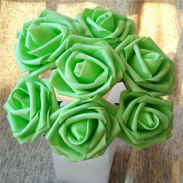 Fleurs décoratives vert citron fausses roses en mousse pomme artificielle mariage Floral 100 PCS gâteau Topper bouquet de mariée centres de table LNPE020