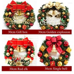 Fleurs décoratives Lin Man Christmas Garland Bow-Not Wreath Mur Ornement Decor Dorce Dorne
