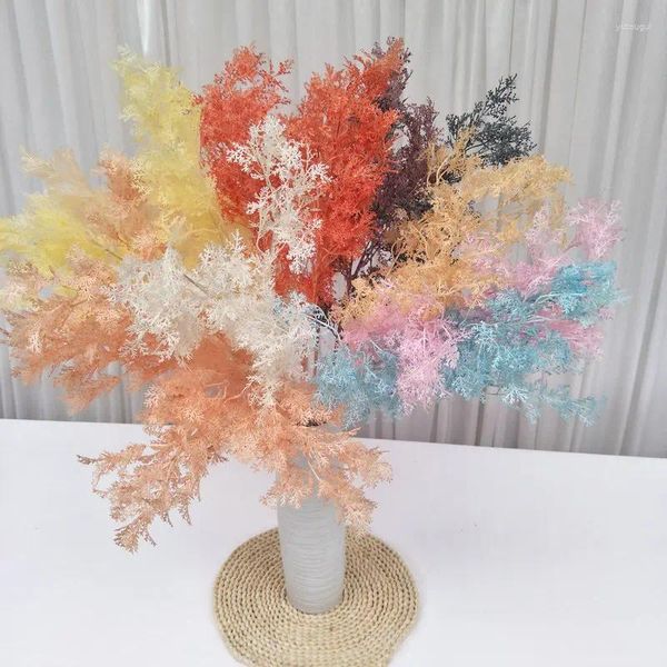 Fleurs décoratives longue branche pin brumeux herbe en plastique coloré accessoires artificiels Arrangement fausses plantes automne accessoire Rime