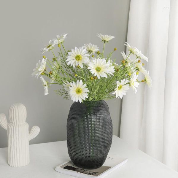 Flores decorativas Feel Long Feel Crysanthemum Pequeño simulación fresca decoración Daisy Bouquet sala de estar decoración de mesa de café artificial