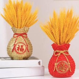 Fleurs décoratives de longue résine séchée sac chanceux sac vase arrangement de fleurs de blé décoration de mariage avec pour pour