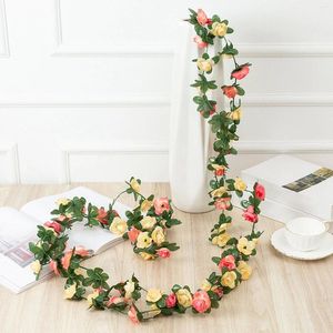 Decoratieve bloemen Lange stengel roze planten opslag voor kunstmatige pioenwind slingeren slinger hangende zijde bruiloft