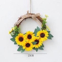 Colgadores de puerta de cesta perdidos y encontrados de flores decorativas para corona de girasol de verano frontal adorno de decoración del hogar 1 ud.