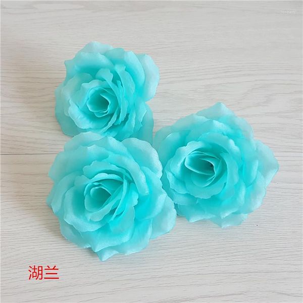 Flores decorativas LOTE 100 UNIDS 4 pulgadas 10 cm Rosas de Seda Cabezas de Flores Decoración de La Boda Crema Marfil Borgoña Púrpura Rosa Azul Rojo Real Blanco