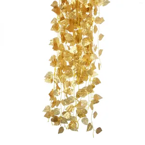 Decoratieve Bloemen Lotusblad Hangende Garland Gouden Kunstmatige Plastic Druivenbloem Wijnstok Nepbladeren Bruiloft Woondecoratie