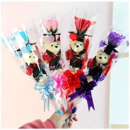 Fleurs décoratives beaux ours Graduation Bouquet Cartoon Animal Decoration Animal Rose Gift Wedding Party