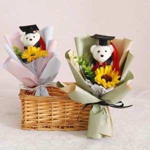 Fleurs décoratives beaux ours Graduation Bouquet Superbe dessin animé Sunflower Wedding Party Decor Animal Decoration Anniversaire