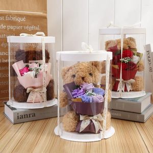 Fleurs décoratives jolie poupée ours Rose, boîte-cadeau, fleur de savon artificielle en peluche pour anniversaire, saint-valentin, décoration de mariage