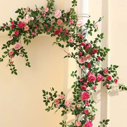 Dekorative Blumen LuanQI 180 cm künstliche Rose Efeu Rebe Real Touch Hochzeit Dekor Pfingstrose Hängegirlande Seidenschnur Plantas