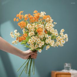 Fleurs décoratives LuanQI 53CM 4Forks Artificielle Fleur De Camomille Tissu Mini Daisy Bouquet Pour La Maison De Mariage Décor DIY Faux Floral