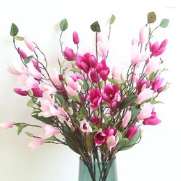 Fleurs décoratives LuanQI 76 cm branche de magnolia en soie artificielle vraie touche fausse fleur plante bouquet jardin maison décoration de mariage