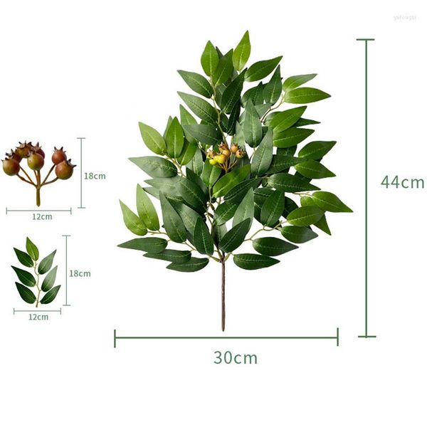 Flores decorativas LuanQI planta artificial hoja de eucalipto manzana bambú morera para hojas de simulación de oficina en casa