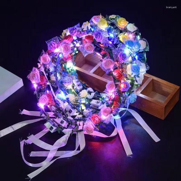 Flores decorativas Guirnalda luminosa Atracción turística Sennu Espuma de ratán Brillo Led Diadema Sombreros Puesto de tierra Venta al por mayor