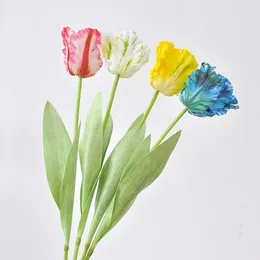 Fleurs décoratives Luxury 3d Parrot Tulip Branch Real Touch Artificiel For House Decor Flores Artificialles Party Favors White Tulips