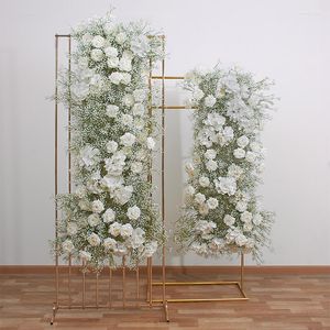 Flores decorativas Lujo Baby Breath Gypsophila Rose Flower Row Arreglo Boda Telón de fondo Decoración Artificial Floral Fiesta Eventos Ventana