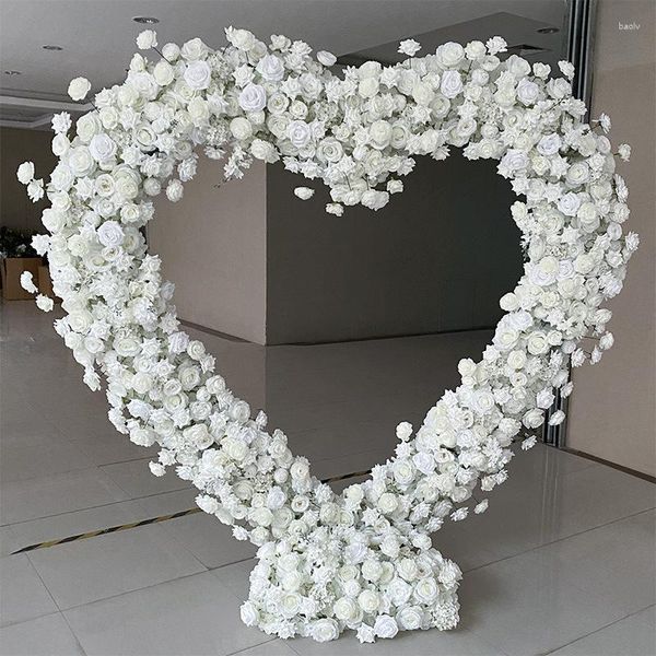 Étagère de luxe en forme de cœur pour fleurs décoratives, avec arrangement Floral de 7 M, décor d'arc de mariage, rangée de fleurs de roses, support de cadre pour accessoires de fête