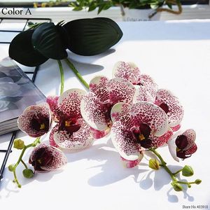 Decoratieve Bloemen Luxe Latex Orchidee Met Bladeren Kunstbloem Witte Vlinder Orchideeën Nep Voor Thuis Bruiloft Decoratie Flores