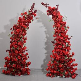 Fleurs décoratives luxe multiple couleurs options de mariage fond de mariage arcs de corne arcs avec une forme de lune artificielle.