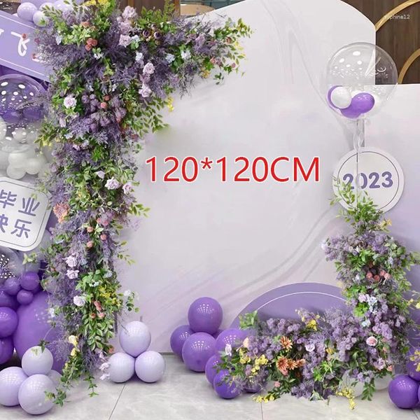 Fleurs décoratives Luxury Purple Plant artificiel Triangle de fleurs de fleur mariage arc floral arc arc routier