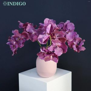 Fleurs décoratives luxury violet vanda orchid 61cm real touch latex revêtement de pétale mariage artificiel floral événement floral de fête décoration - décoration -