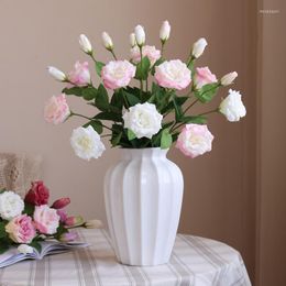 Fleurs décoratives Luxe Real Touch Lisianthus Artificielle Décoration De Mariage Platycodon Grandiflorum Flores Artificiais Indie Room Decor