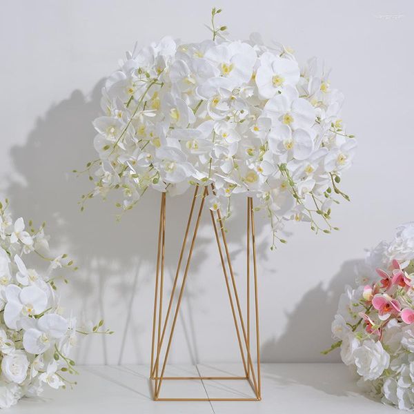 Fleurs décoratives luxe réel touche blanche orchidée rose de rose ensemble de table de table maîtresse de fleur artificielle couronne couronne de fête de fête de fête