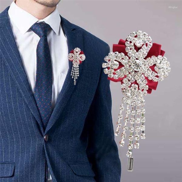 Flores decorativas Lujo Rhinestone Corsage Pin Novia y novio Banquete Ropa Accesorios Hombres Mujeres Broche general Decoración del partido