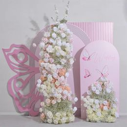 Fleurs décoratives Luxury Rose Baby Breath Flower Row Artificiel Artificial Artificial Mariage Decoration Fandle Mur Mur Affichage Déco.