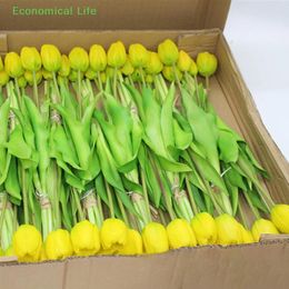 Fleurs décoratives Luxury Silicone Real Touch Tulips Bouquet Artificial Flower Home de décor