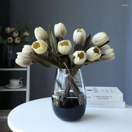 Decoratieve bloemen Luxe Vintage Real Touch Big Tulpen Bruid Bouquet Wedding Decoratie Mariage Deco Fake Home El Fleurs Artificielles