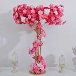 Fleurs décoratives table de mariage de luxe centralpces décoration artificielle de fleur artificielle ferris roue métal rack de couronne de couronne pour l'événement de fête