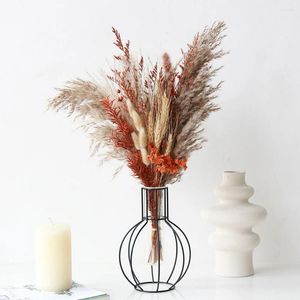 Decoratieve bloemen Lychee Life 17 stks rood oranje kristal gras gedroogde bloem riet combinatie voor bohemien woondecoratie bruiloft diy