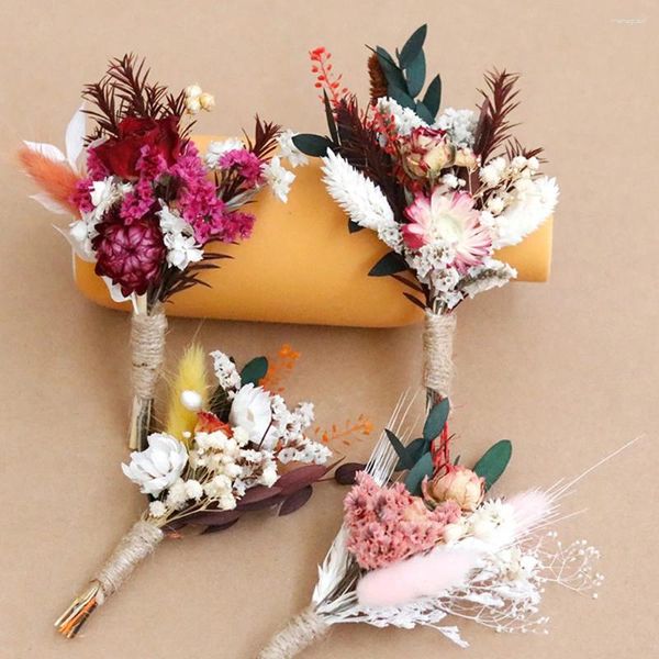 Fleurs décoratives Lycye Life Dry Flower Mini Bouquet Mariage Party Corsage Exquis Decoration POS PRIPS CADEAU