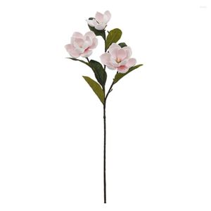 Decoratieve bloemen magnolia kunstmatige simulatie plant nep decoratie met bladeren oversized grote 3 hoofden schuimig gevoel