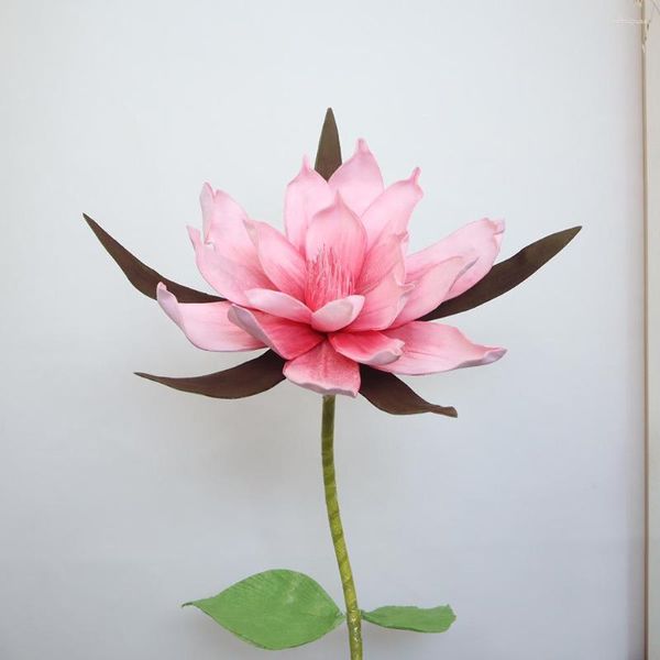Fleurs décoratives Magnolia PE mousse papier fleur artificielle géant Flores route menant mariage fête toile de fond décoration décor à la maison fournitures