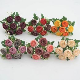 Fleurs décoratives Branche de pivoines élégants artificiels sans entretien pour décoration de mariage à la maison Réaliste 7 Tiche de tête