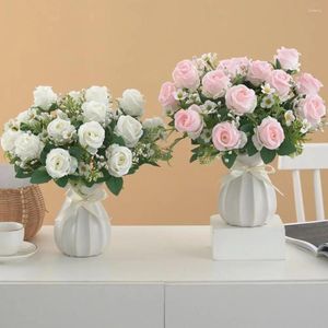 Roses artificielles décoratives, sans entretien, décoration florale réaliste et durable pour fête de mariage, détaillée