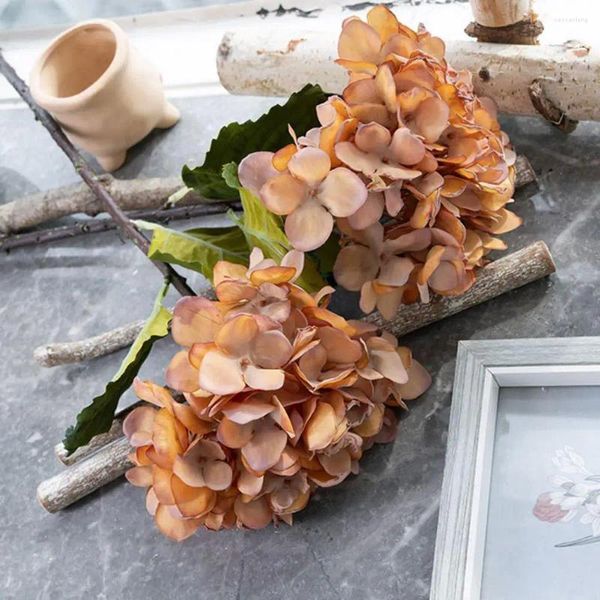 Flores decorativas sin mantenimiento, hortensia Artificial realista simulada para decoración del hogar, bodas, planta de flores resistente a la decoloración