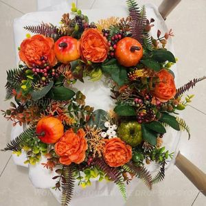 Decoratieve bloemen esdoorn pompoen rattan slinger voor Halloween herfstoogst luxe klassieke decoraties duurzaam en herbruikbaar hang