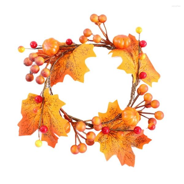 Fleurs décoratives Maple Pumpkin Wreath Artificial Simulation Simulation Festival des feuilles de feuille Berry Outdoor Halloween DÉCORATIONS