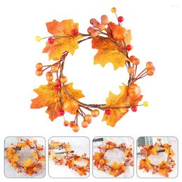 Fleurs décoratives Maple Pumpkin Wreath Halloween Decor Fake Leaf Festival Tissu de soie artificielle Simulate Table Table